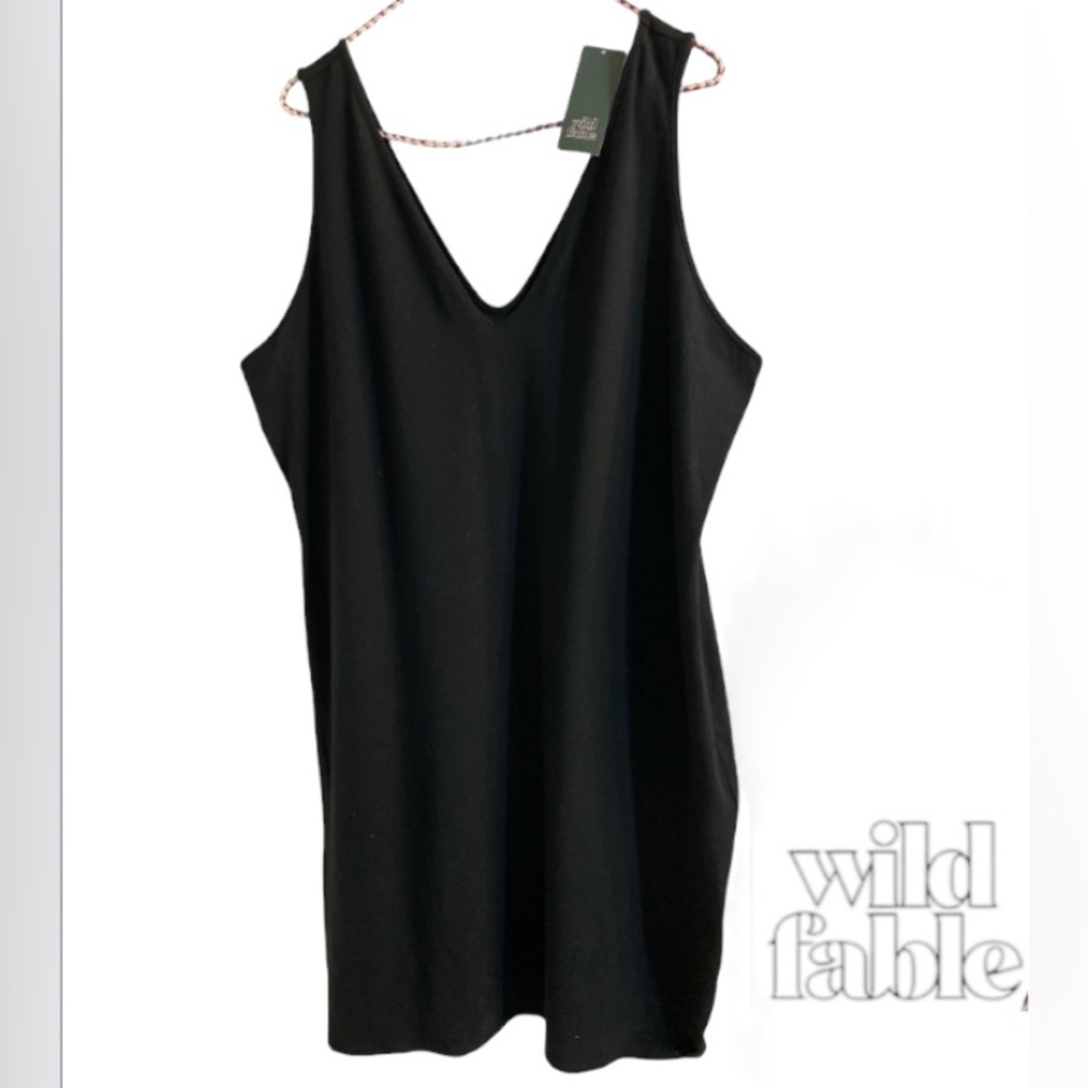 3X Wild Fable Black Sleeveless Cotton Dress with Double V Neckline, NWT